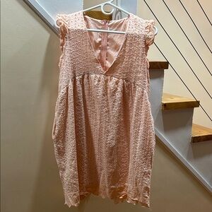 Charming Pink or Blue Sleeveless Eyelet Dress w/shorts underneath XL